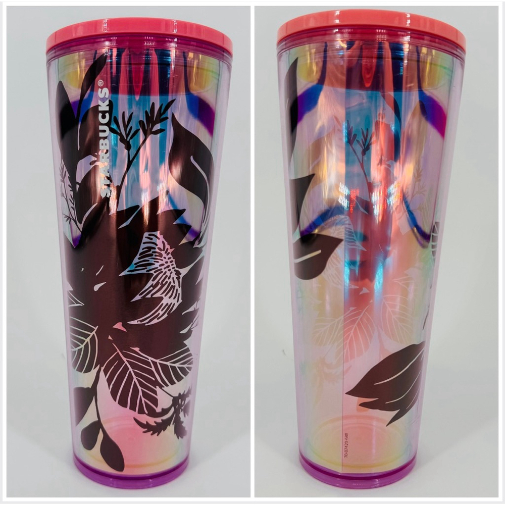 New Starbucks Iridescent Pink Purple Floral Tumbler Spring Mother’s Day Venti
